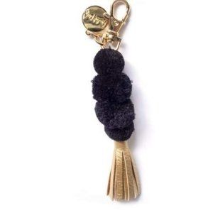 Packed Party The Details Pom Pom Keychain Black NWT